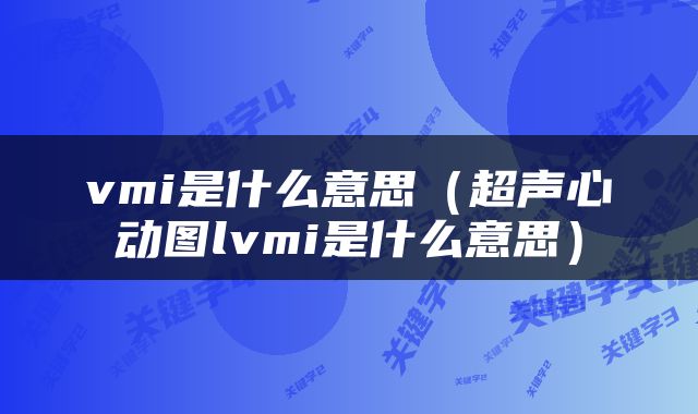 vmi是什么意思（超声心动图lvmi是什么意思）