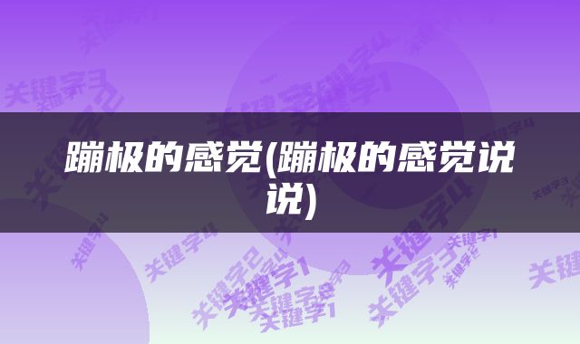 蹦极的感觉(蹦极的感觉说说)