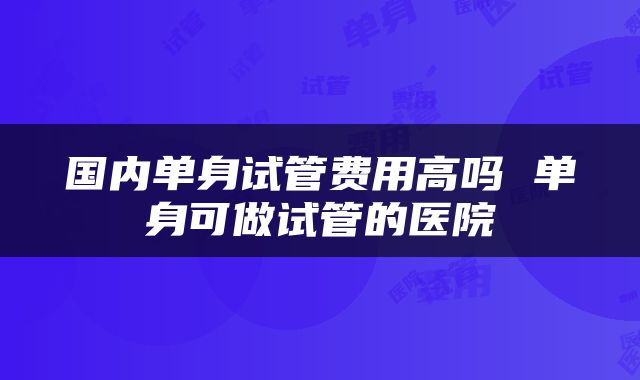 国内单身试管费用高吗 单身可做试管的医院