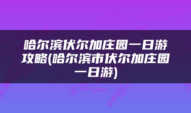 哈尔滨伏尔加庄园一日游攻略(哈尔滨市伏尔加庄园一日游)
