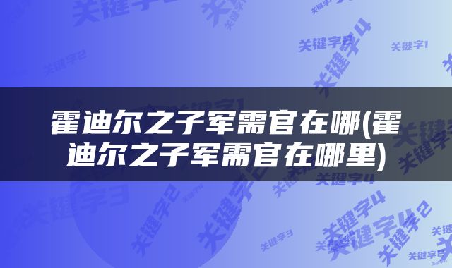 霍迪尔之子军需官在哪(霍迪尔之子军需官在哪里)