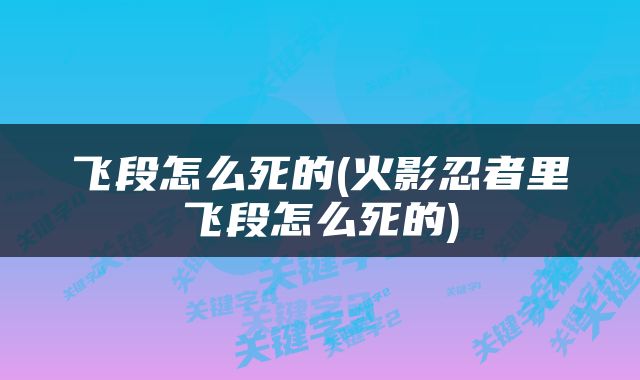 飞段怎么死的(火影忍者里飞段怎么死的)