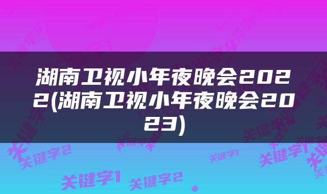 湖南卫视小年夜晚会2022(湖南卫视小年夜晚会2023)