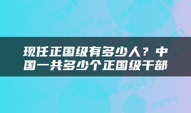 现任正国级有多少人？中国一共多少个正国级干部