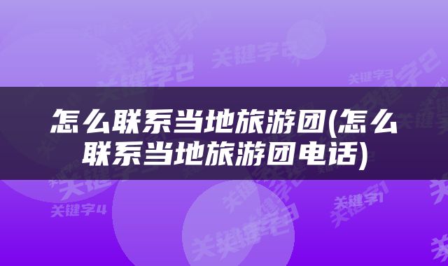怎么联系当地旅游团(怎么联系当地旅游团电话)