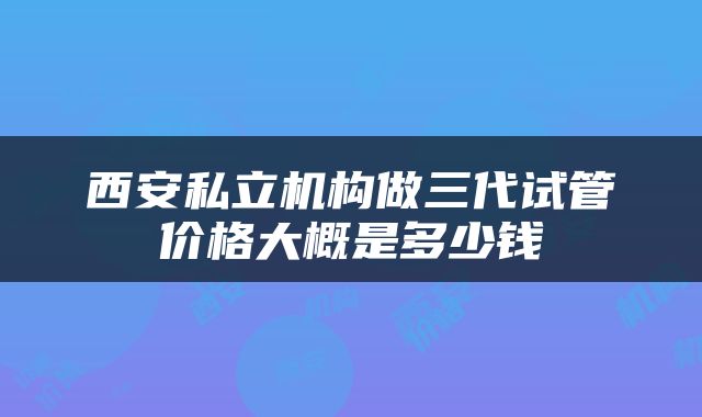 西安私立机构做三代试管价格大概是多少钱