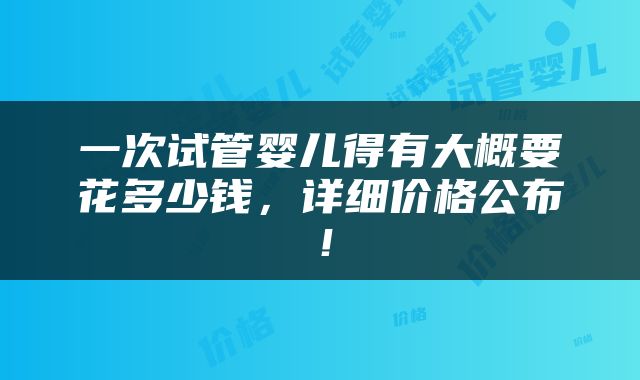 一次试管婴儿得有大概要花多少钱，详细价格公布！