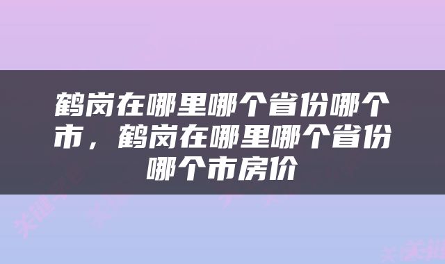鹤岗在哪里哪个省份哪个市,鹤岗在哪里哪个省份哪个市房价