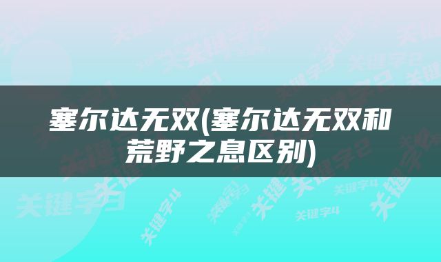 塞尔达无双(塞尔达无双和荒野之息区别)