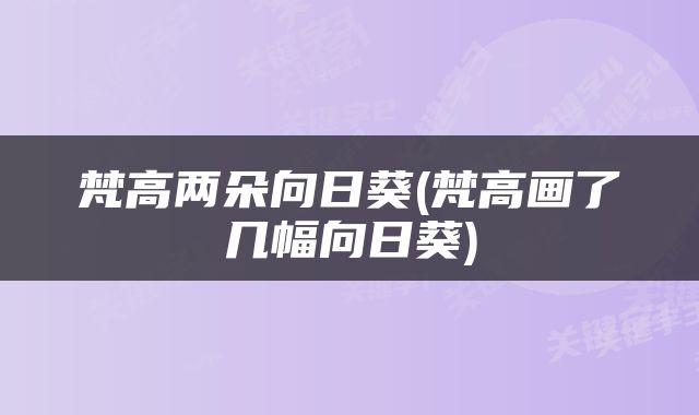 梵高两朵向日葵(梵高画了几幅向日葵)