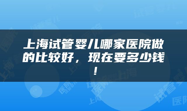 上海试管婴儿哪家医院做的比较好，现在要多少钱！