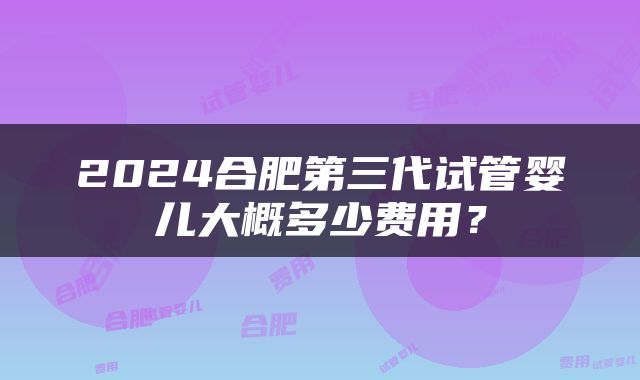 2024合肥第三代试管婴儿大概多少费用？
