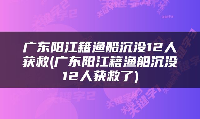 广东阳江籍渔船沉没12人获救(广东阳江籍渔船沉没12人获救了)