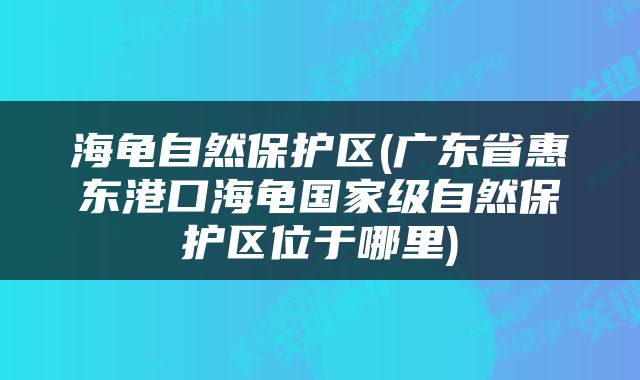 海龟自然保护区(广东省惠东港口海龟国家级自然保护区位于哪里)