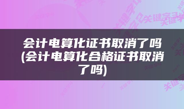 会计电算化证书取消了吗(会计电算化合格证书取消了吗)