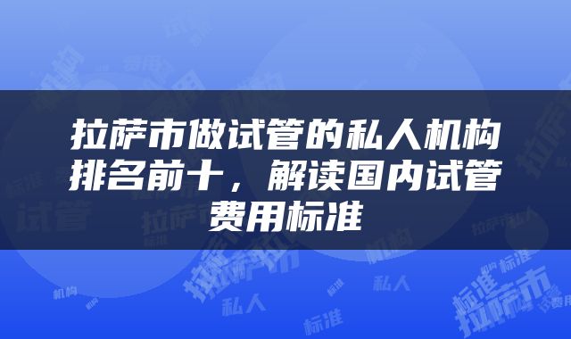 拉萨市做试管的私人机构排名前十，解读国内试管费用标准