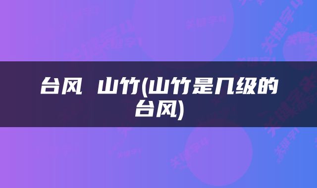 台风 山竹(山竹是几级的台风)