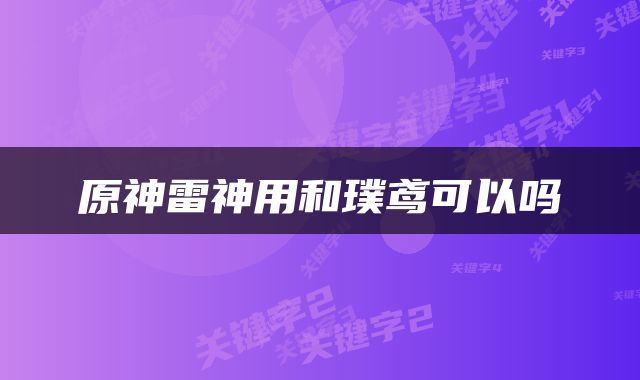 原神雷神用和璞鸢可以吗