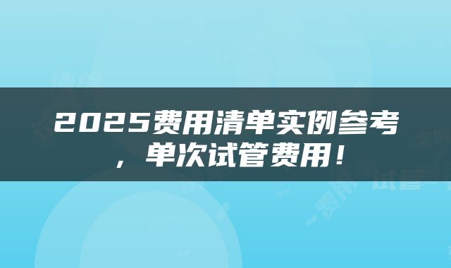 2025费用清单实例参考，单次试管费用！