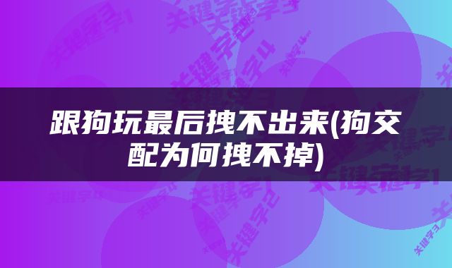 跟狗玩最后拽不出来(狗交配为何拽不掉)