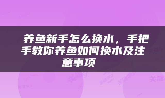  养鱼新手怎么换水，手把手教你养鱼如何换水及注意事项 