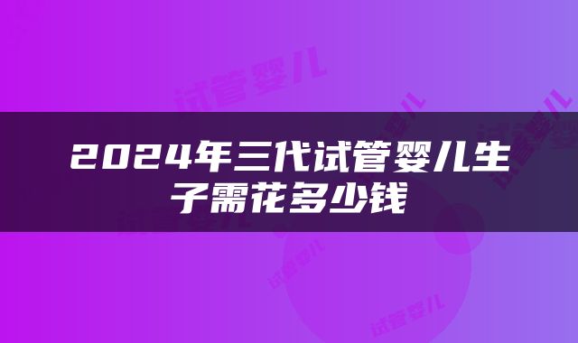 2024年三代试管婴儿生子需花多少钱