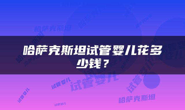 哈萨克斯坦试管婴儿花多少钱？