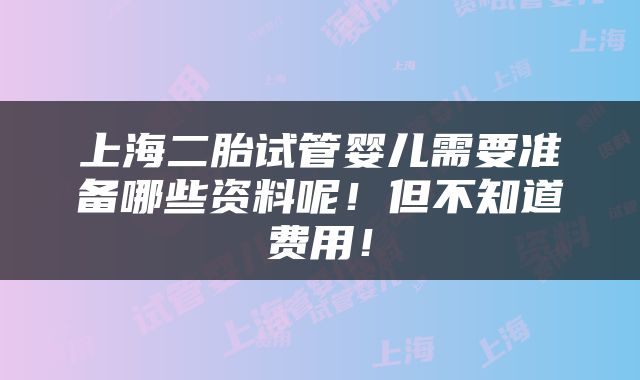 上海二胎试管婴儿需要准备哪些资料呢！但不知道费用！