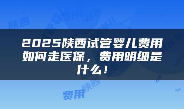 2025陕西试管婴儿费用如何走医保，费用明细是什么！