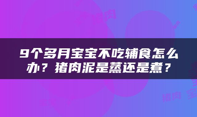 9个多月宝宝不吃辅食怎么办？猪肉泥是蒸还是煮？