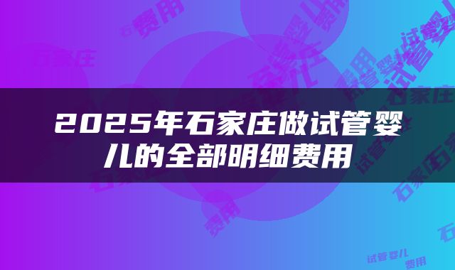 2025年石家庄做试管婴儿的全部明细费用