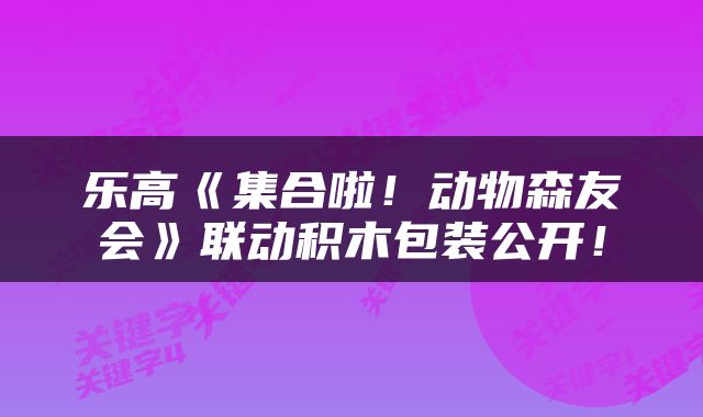 乐高《集合啦!动物森友会》联动积木包装公开!
