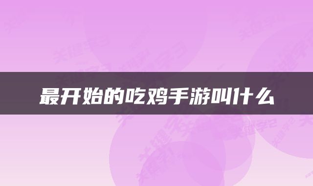 最开始的吃鸡手游叫什么