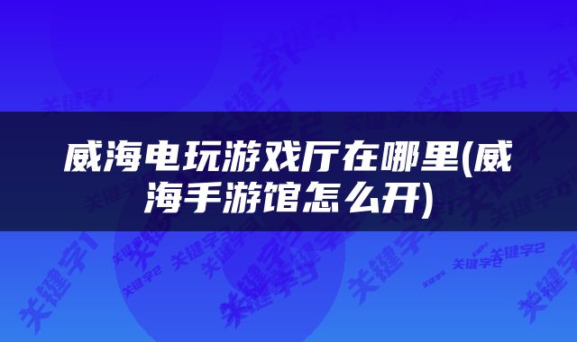 威海电玩游戏厅在哪里(威海手游馆怎么开)