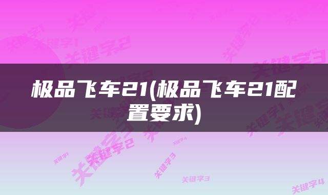 极品飞车21(极品飞车21配置要求)