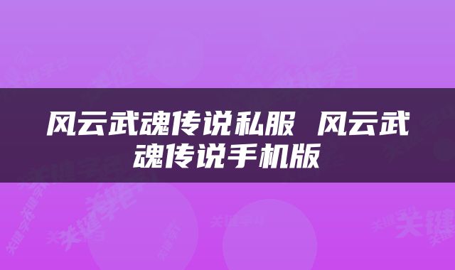 风云武魂传说私服 风云武魂传说手机版