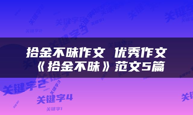 拾金不昧作文 优秀作文《拾金不昧》范文5篇