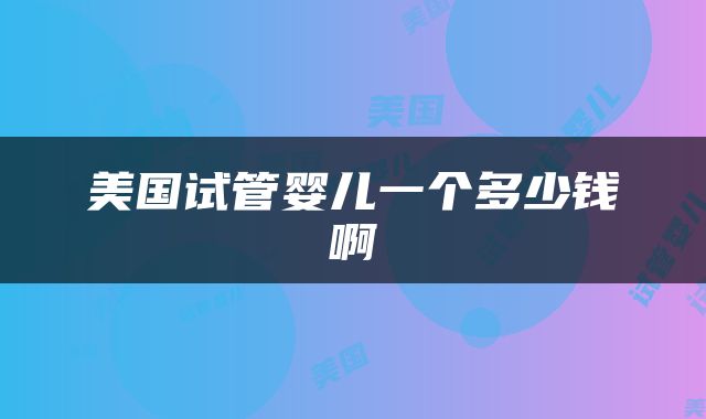 美国试管婴儿一个多少钱啊