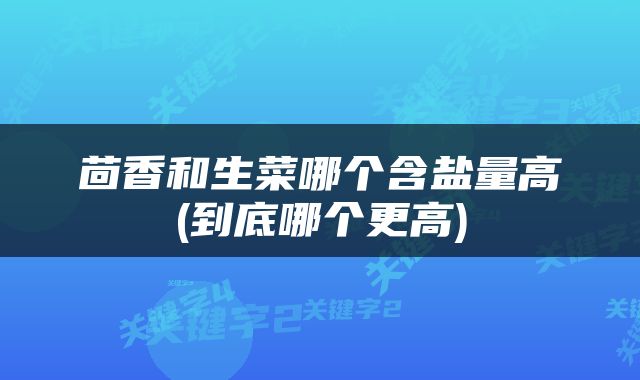 茴香和生菜哪个含盐量高(到底哪个更高)