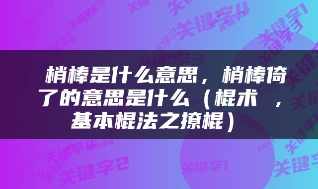  梢棒是什么意思，梢棒倚了的意思是什么（棍术 ， 基本棍法之撩棍） 