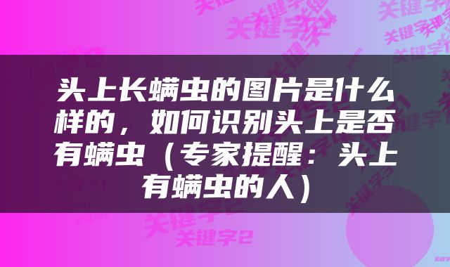 头上长螨虫的图片是什么样的，如何识别头上是否有螨虫（专家提醒：头上有螨虫的人）