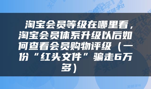  淘宝会员等级在哪里看，淘宝会员体系升级以后如何查看会员购物评级（一份“红头文件”骗走6万多） 