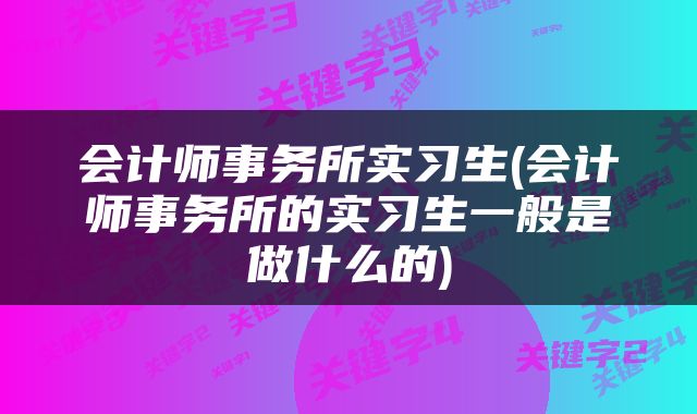 会计师事务所实习生(会计师事务所的实习生一般是做什么的)