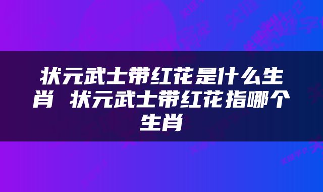 状元武士带红花是什么生肖 状元武士带红花指哪个生肖