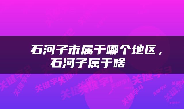  石河子市属于哪个地区，石河子属于啥 
