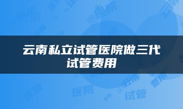 云南私立试管医院做三代试管费用
