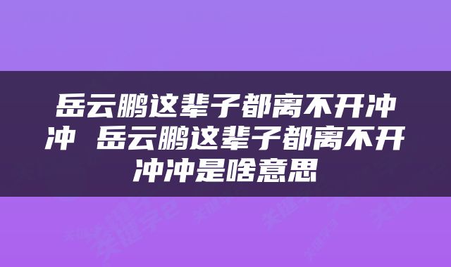 岳云鹏这辈子都离不开冲冲 岳云鹏这辈子都离不开冲冲是啥意思