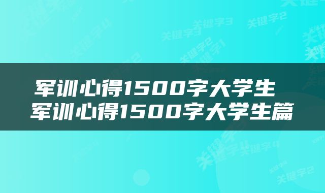 军训心得1500字大学生 军训心得1500字大学生篇