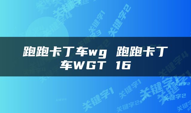 跑跑卡丁车wg 跑跑卡丁车WGT 16