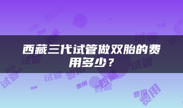 西藏三代试管做双胎的费用多少？